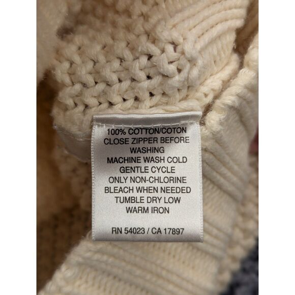 Vintage Old Navy Fisherman Crochet Knit Cardigan Size XL Full Zip 90s Boho Cream - Picture 9 of 10